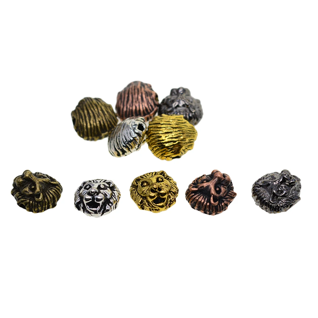 10Pcs Assorted Lion Head Spacer Beads Bracelets Charms Pendants Jewelry DIY