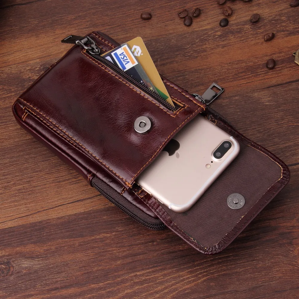 

Universal Phone Pouch Genuine Leather Case For Blackview BV9600 Plus BV6800 BV9500 BV5800 BV9000 P10000 Pro Cover Card Pocket