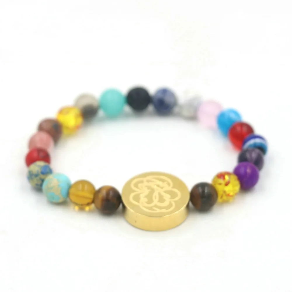 

Women Fashion Style Chakra Healing Beaded Strand Bracelet Natural 8 mm Stone Diffuser Colourful Bracelet Jewelry