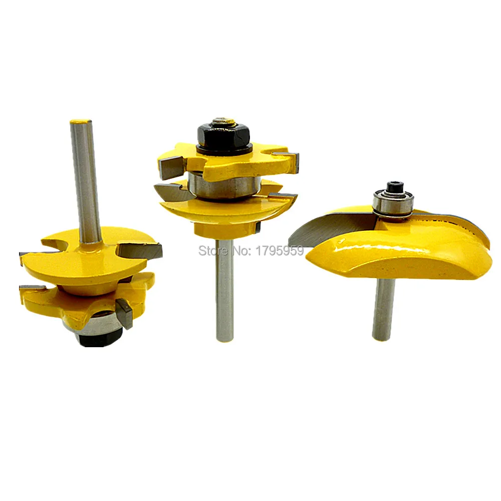 3pc Woodworking Router Bit Set Rail & Stile Raised Panel Door