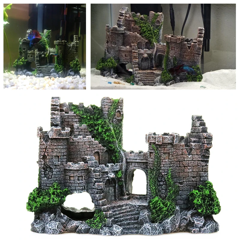 

Beautiful Resin Artificial Castle Aquarium Decoration European Style Castle Stone Decor Fish Tank Landscaping Rock Ornament