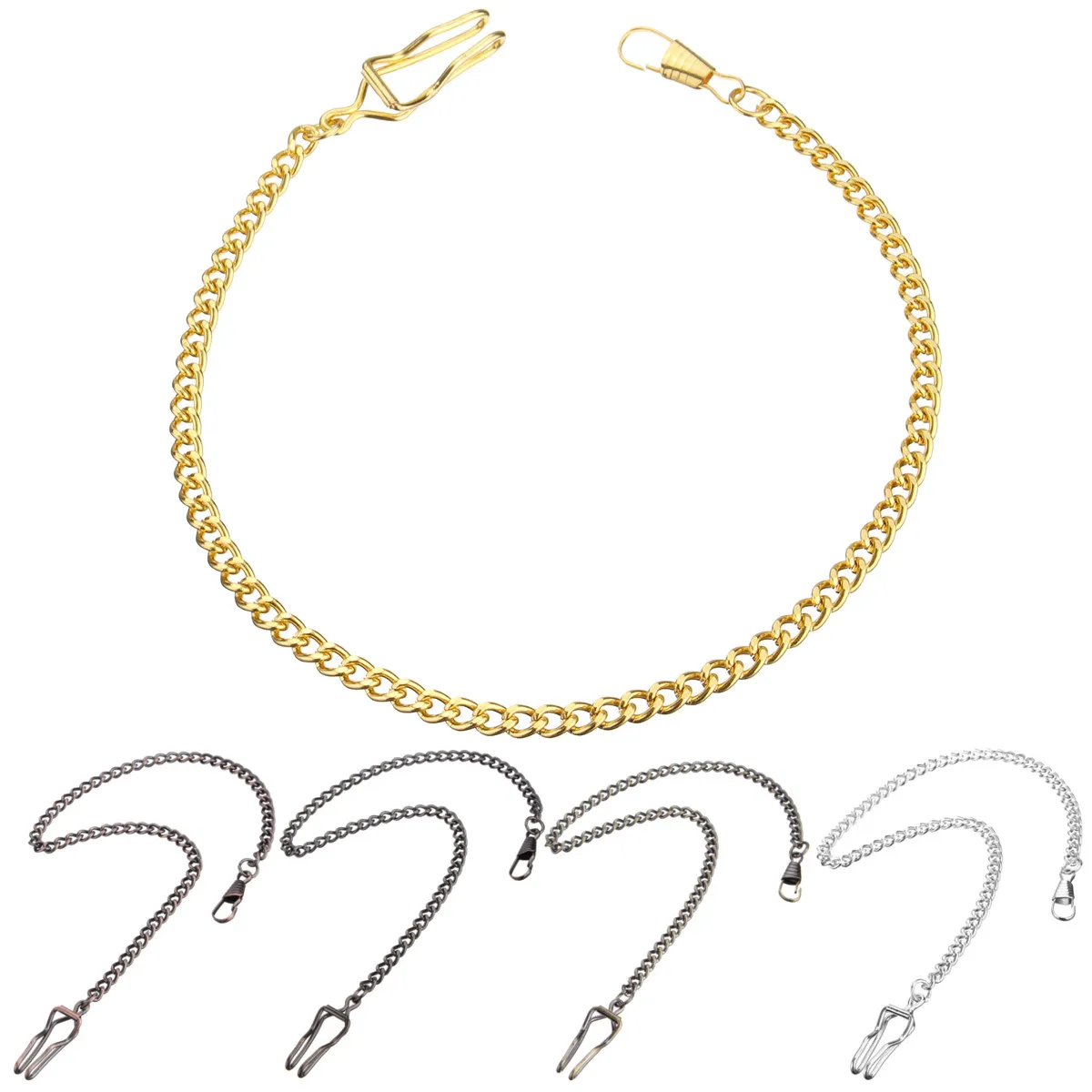 

Bronze/Silver/Gold/Rose Gold/Black Vintage Style 5 Color Retail Alloy Pockets Watch Holder Necklace Chain For Men Women Collares