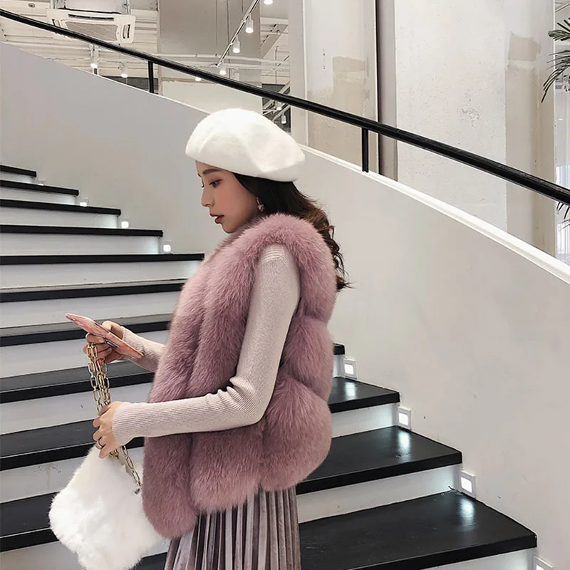 Femmes Light Gray Chaud Zl624 army dark Mode Vêtements Gilet Fourrure Veste Renard Réel Gilets Green Manteau Manteaux D'hiver De white Donna black Fourrures Luxe pink pink Cappotto Élégantes Gray 2018 ivory Purple caramel Wq6SxS4Rn