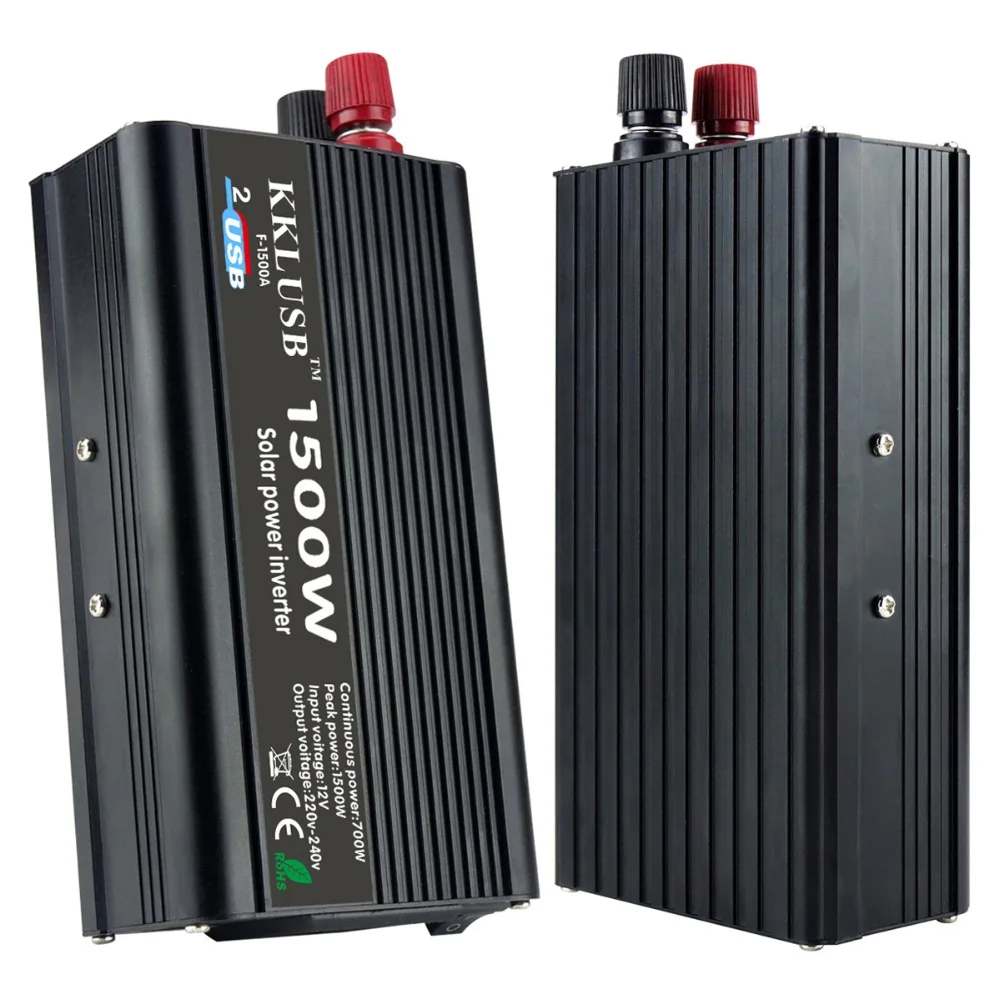 Dual USB Car inverter 12V 220V voltage converter 1500W 50Hz overload