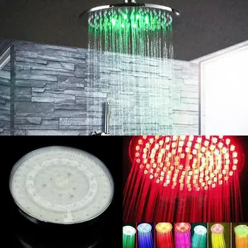 

7 Colors Automatic Changing 8" Round Bathroom LED Light Rain Top Shower Head AUS