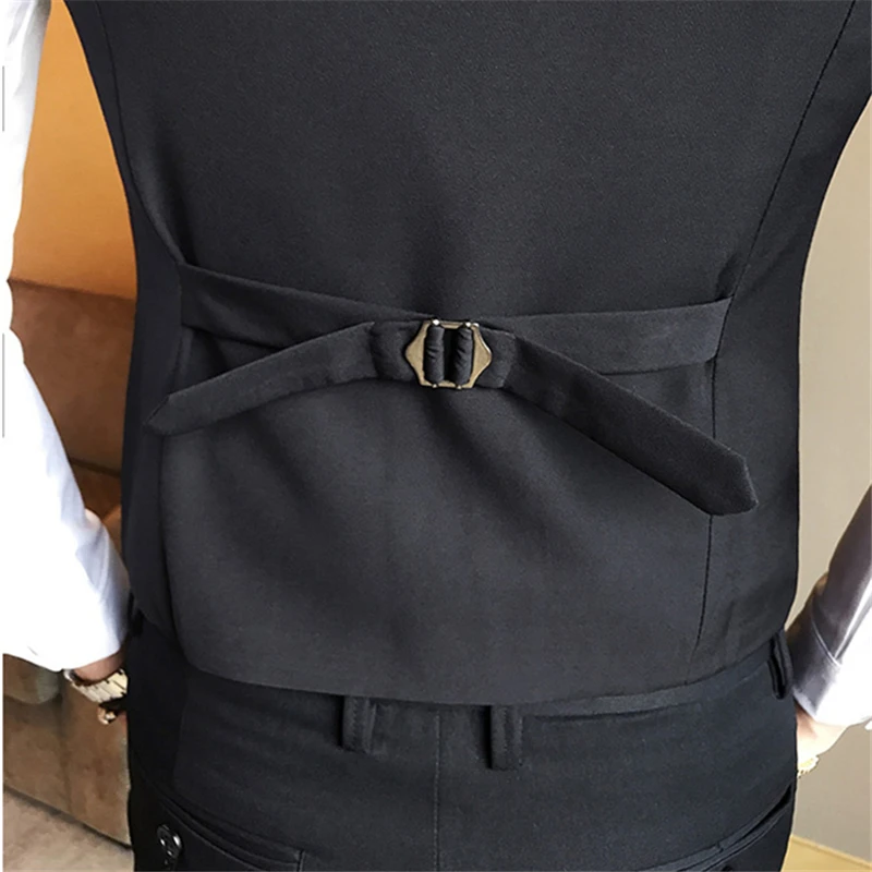 Новые черные мужские Формальные жилет Цвет Slim Fit однобортный повседневный