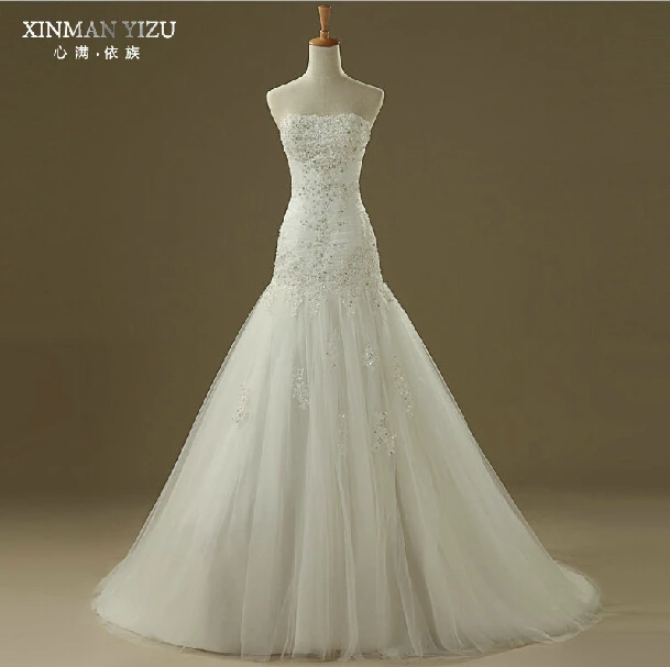 

free shipping a-line hot sexy beading romantic 2014 new casamento appliques vestido de noiva vintage wedding dress Bridal Gown