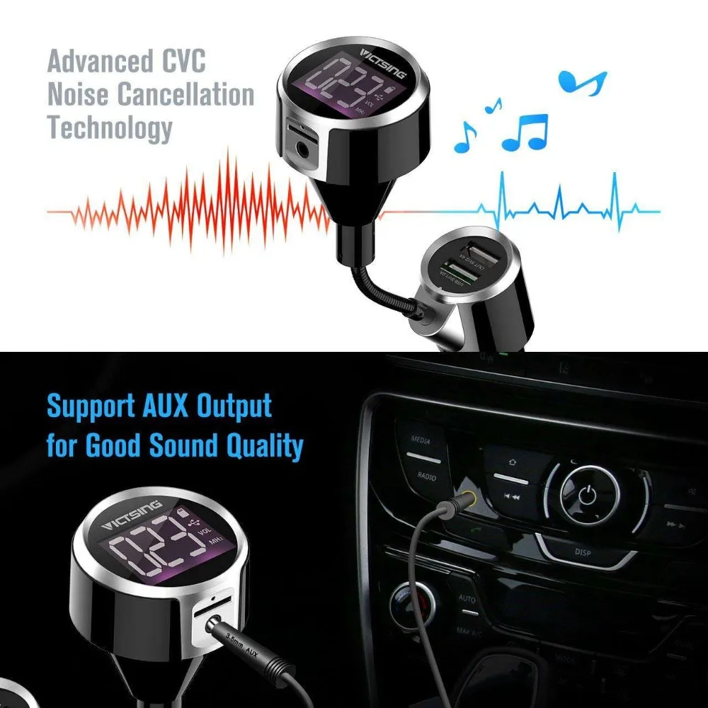 VicTsing V4.2 Bluetooth fm передатчик для автомобиля беспроводной автомобильный стерео