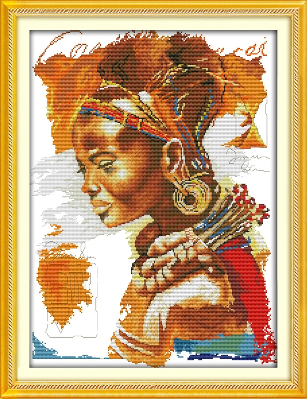The African woman cross stitch kit people 18ct 14ct 11ct count print
