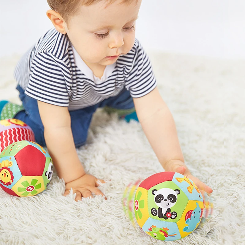 Baby Toys Stuffed Animal Ball Plush Toys With Sound Baby Rattles Infant Babies Body Building Ball Educational Toys For Children