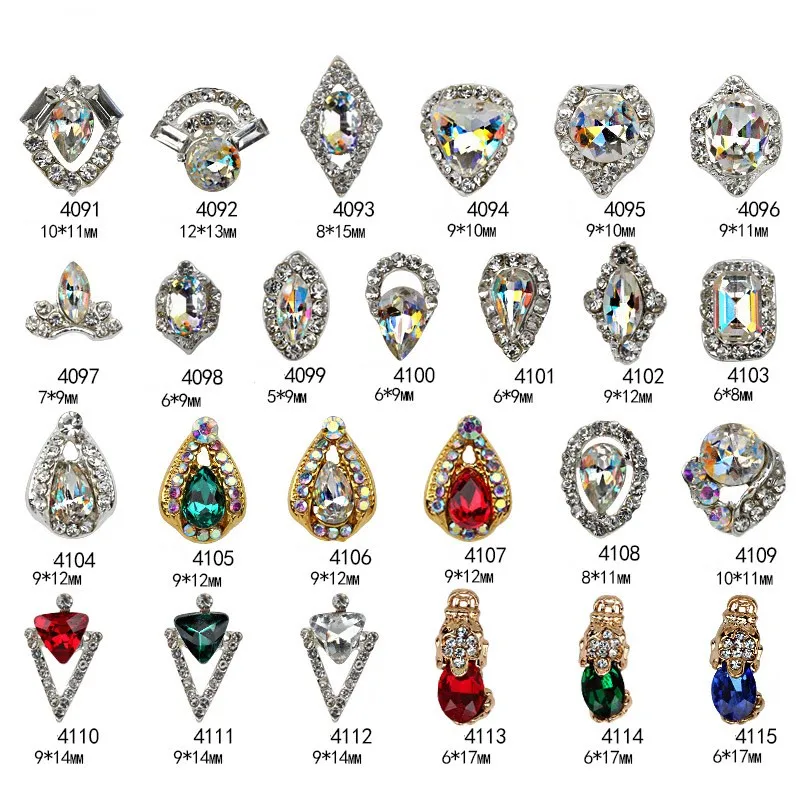 

100Pcs Silver Alloy Metal Rhinestones 3d Nail Art Decorations Alloy Nail Stickers Charms Jewelry for Nail Gel/Polish Tools