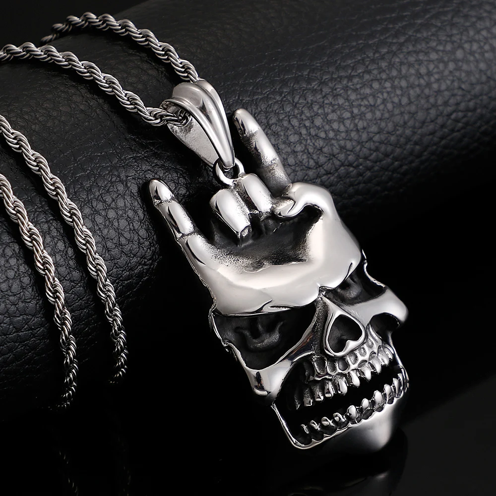 Hip Hop Mens Stainless Steel Gothic Eagle Head Skull Pendan Retro Vintage Oxidized Punk Necklace Birthday Gift Silver Black Color : Silver Black, Size : 6027MM Hip Hop Mens Stainless Steel Gothic Eagle Head Skull Pendan Retro Vintage Oxidized Punk Necklace Birthday Gift Silver Black Color : Silver Black, Size : 6027MM