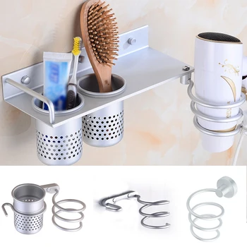 

Aluminum Shelf Bathroom Shelf Storage Wall Mounted Rack Space Organizer Holder Hairdryer Toothbrush Toilet Multi-function