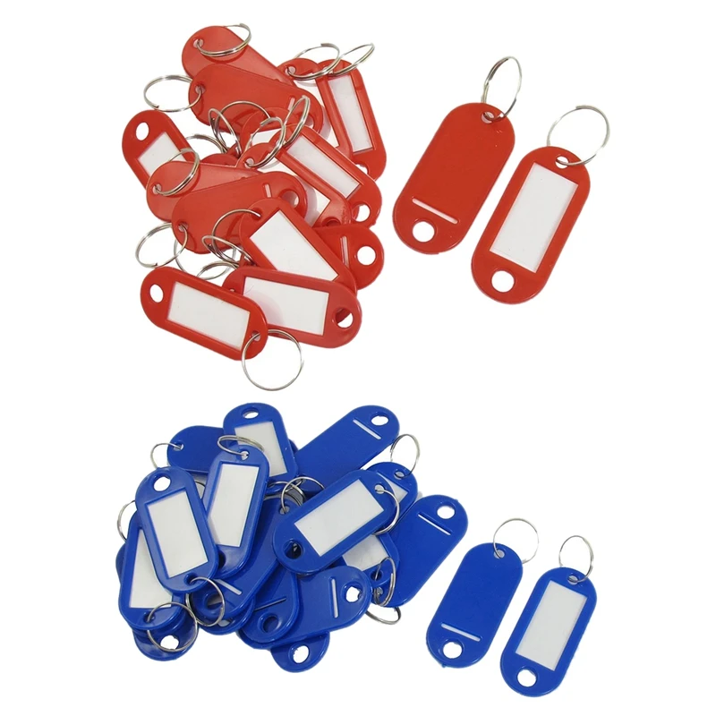 

Key ID Label Tags Split Ring Keyring Keychain 20 Pcs Red & 20 Pcs Blue