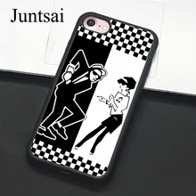 Juntsai Ska bailarinas estilo caja blanca negra para iPhone 5 y 5s SE 6 6s 7 7 Plus X espalda protectora dura cubierta Coque para iPhone 7 Plus