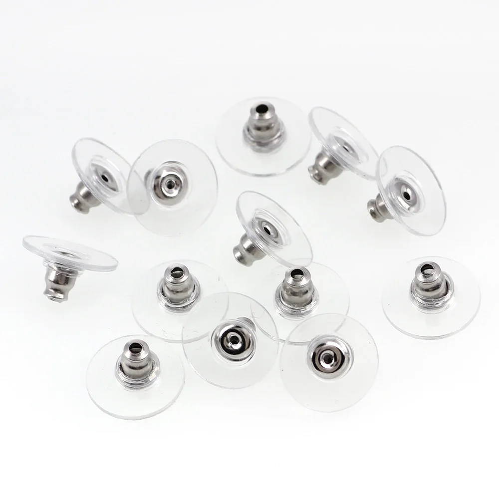 30PC Sliver Color Rubber Earring Backs Stoppers Stud Earring Stopper