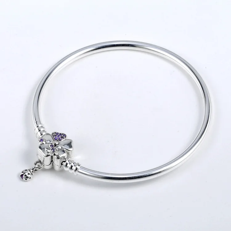 

Authentic 925 Sterling Silver Bracelet Wildflower Meadow Clasps With Clear CZ Silver Bangles DIY For Women Jewelry Accessories