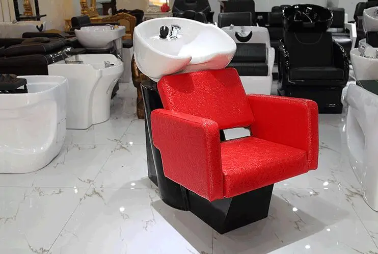 Hot sell glass reinforced plastic shampoo bed wash hair salon special half reclining hair wash bed2