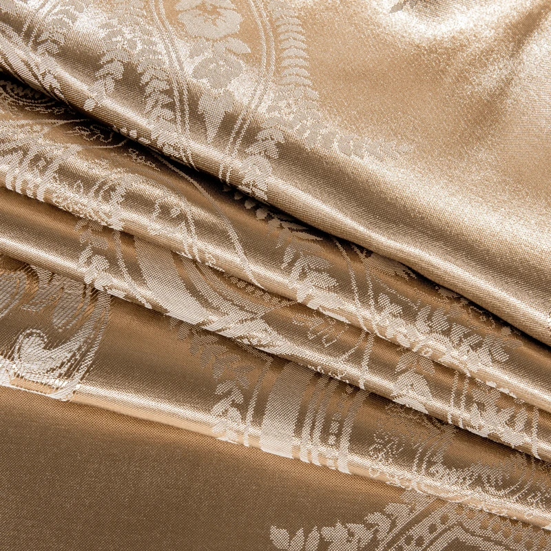 Waliicorners 4-Pcs gold silver lace Jacquard Bed Cover Queen King Size Luxury Bedding Set Silky Bedclothes Duvet Cover Bed Sheet set 36 5