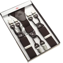 Темно-коричневые мужские подвески на подтяжках 6 зажимы Подвески