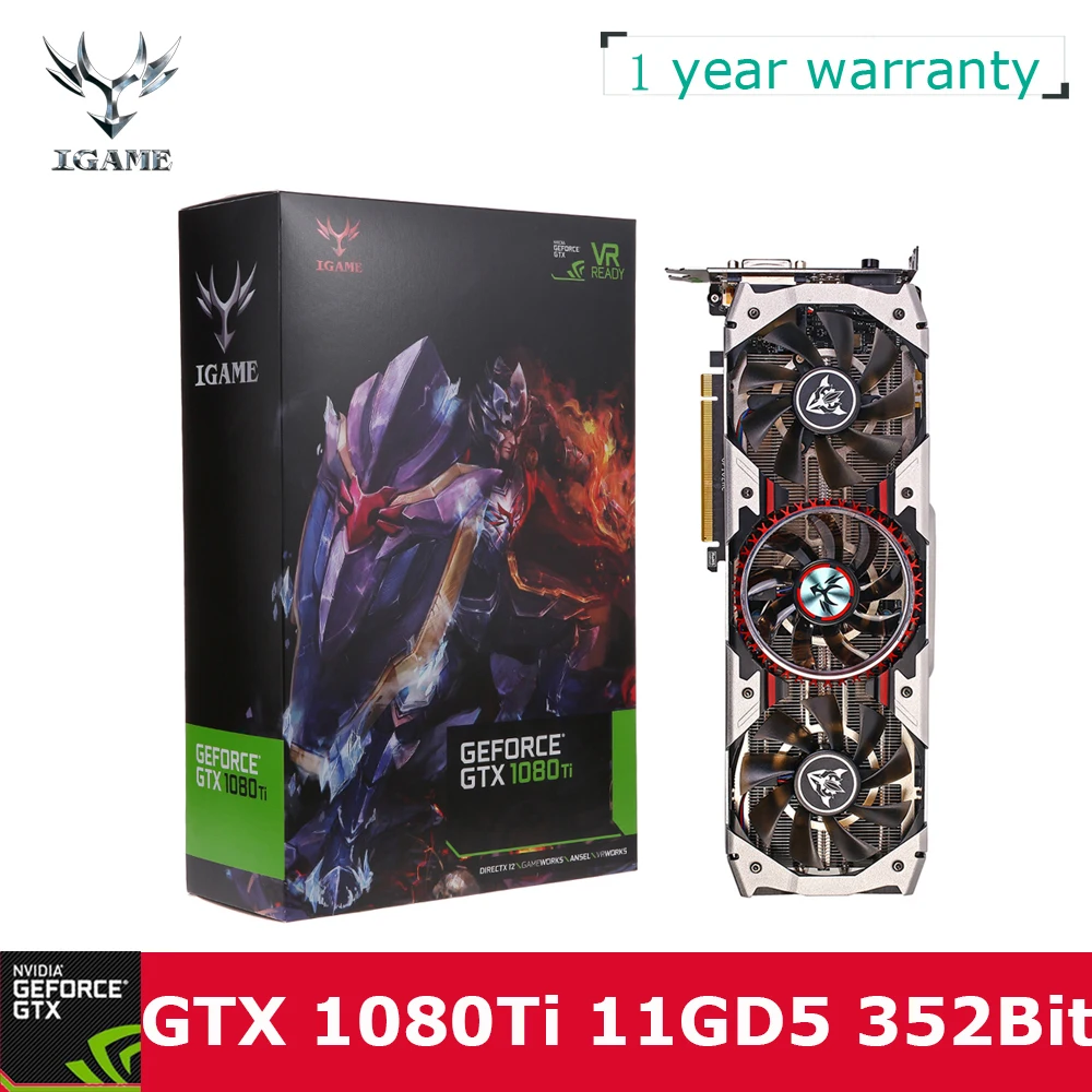Original Colorful iGame GTX1080Ti Vulcan AD Video Graphics Card 1594 1683MHz 11GB GDDR5X 352bit GTX 1080