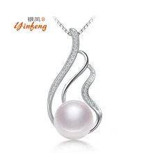 925 Plata Esterlina de la Perla Colgante Collar de Mosaico AAA Circón Joyería de Perlas de Agua Dulce Verdadera Encanto Fino Accessaries