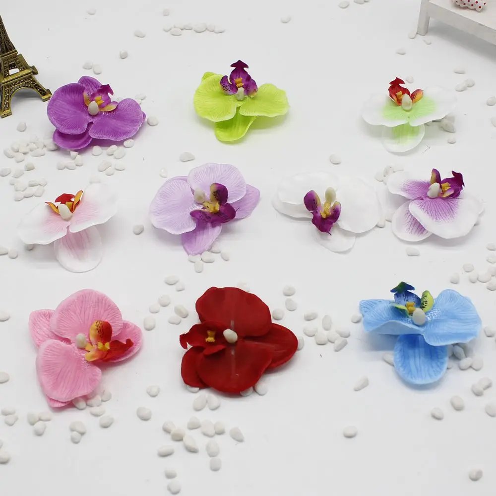 

5pcs / lot Silk Phalaenopsis Artificial Flower Car Wedding Dress Up La Maison Hotel Orchs Marriage Flores Flower Cymbidium Flowe