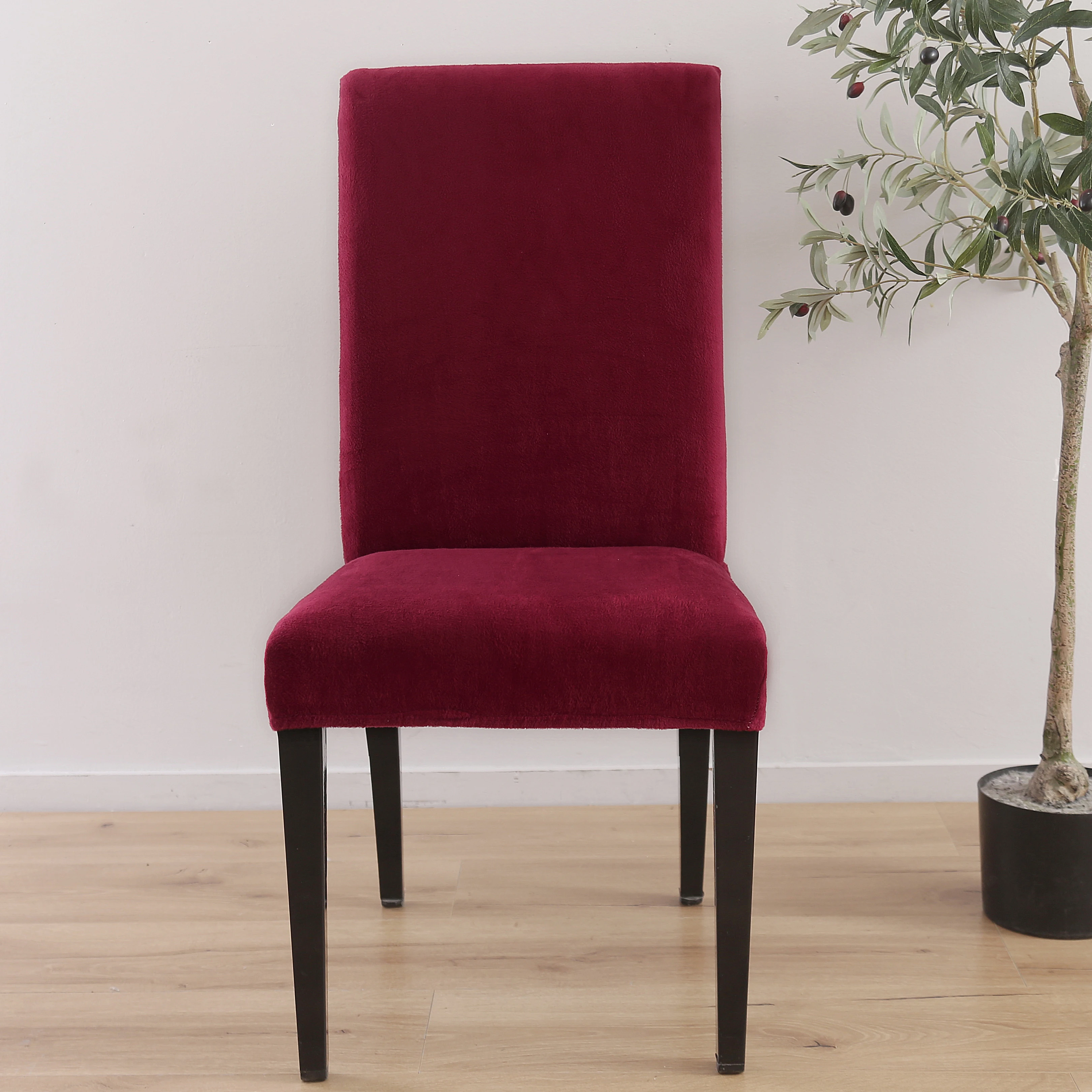 

Plush Solid color Elastic Chair Cover Plush Decoration covering Office Banquet chair Cover Home Decor Dining Chair Covers
