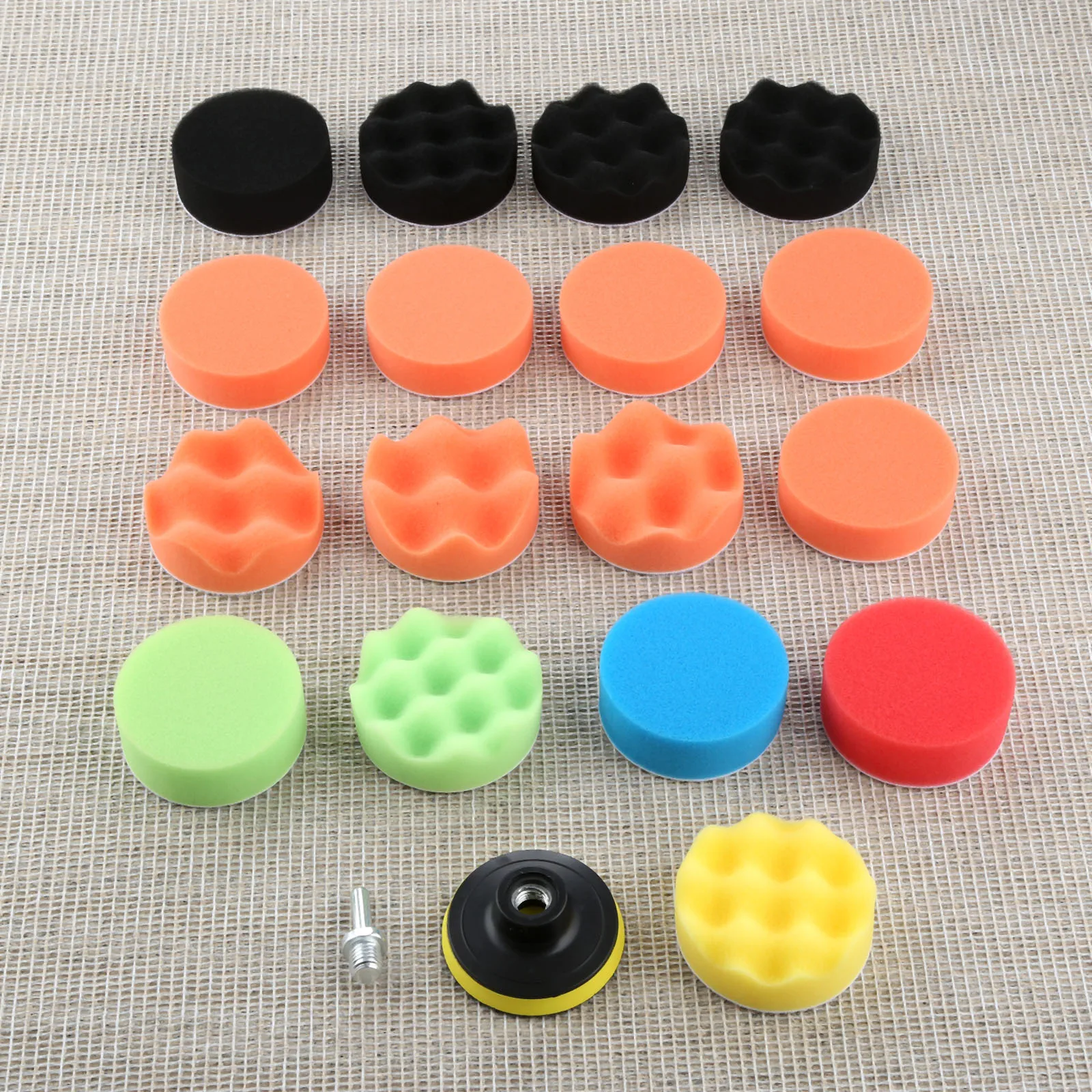 

DRELD 19PCS 3 Inch 80mm Sponge Buffing Polishing Pad For Car Polisher Waxing Polishing Wheel with M14 Drill Adapter Tool Kit
