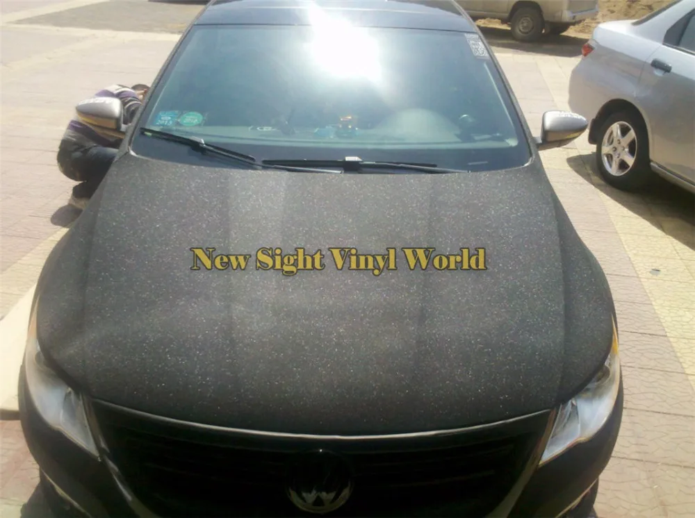  High Quality Black Sparkle Glitter Sand Vinyl Film Roll Wrap Air Free Phone Laptop Computer Skin Co