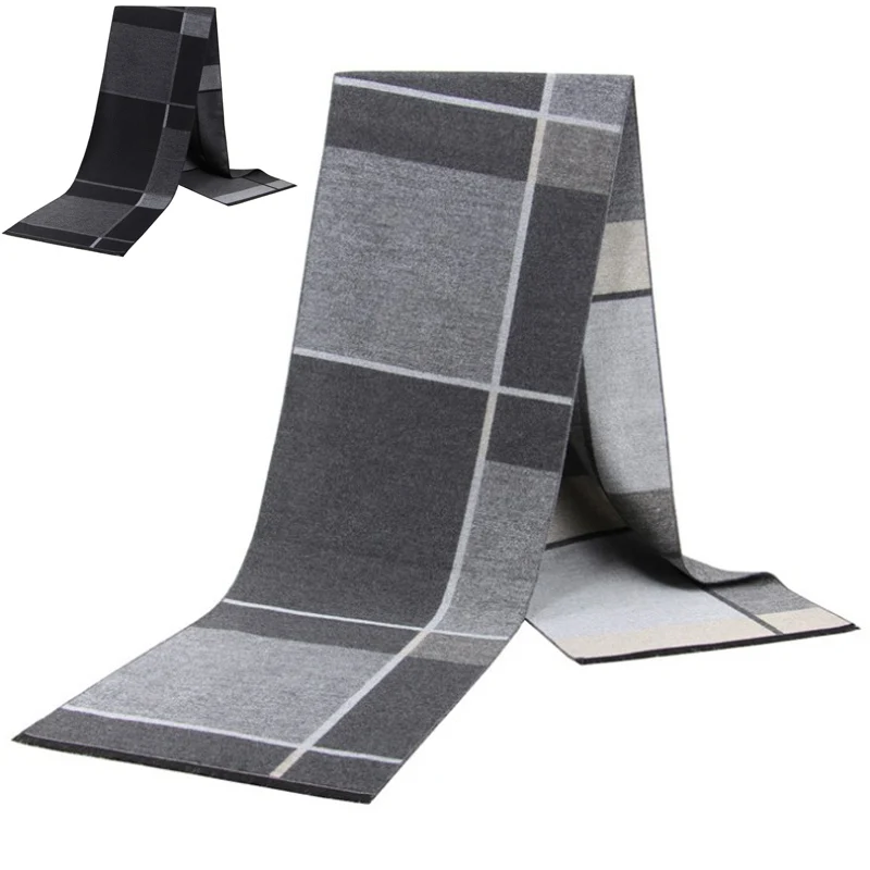 

Black Gray Plaid Luxury Scarf Men Fashion Design Brand Business Casual Cachecol Cashmere Cotton Mens Shawl Wrap Winter Scarves