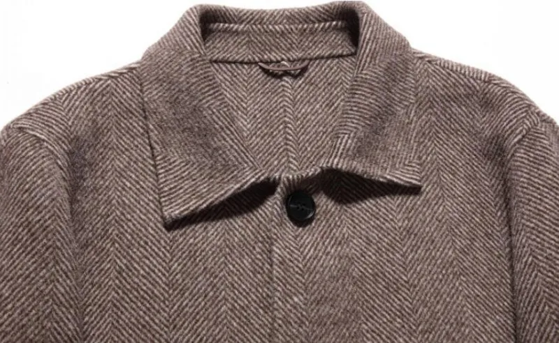 Британское классическое мужское двустороннее шерстяное пальто офисное мужское приталенное пальто зимнее деловое рабочее шерстяное пальто высокого качества 3XL