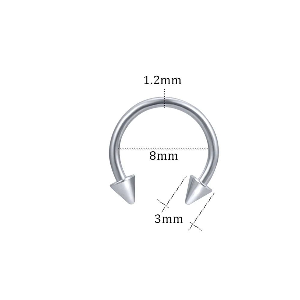 Женское кольцо для носа, нержавеющая сталь, перегородка хряща, пирсинг, трагус, спираль, пирсинг для бровей, серьги, сексуальное ювелирное изделие - Окраска металла: style-3-8