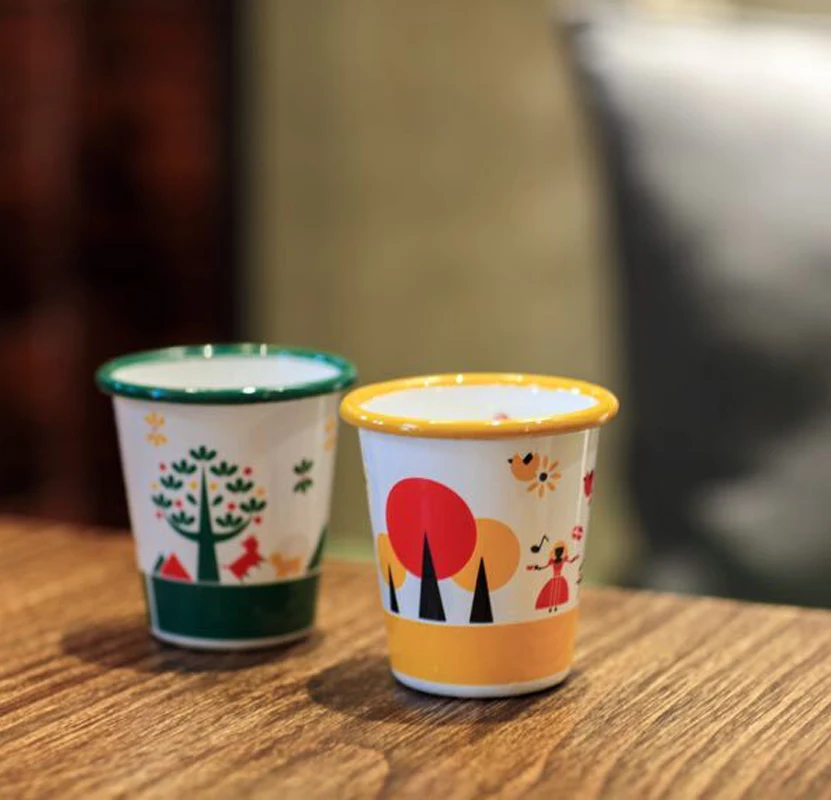 Пастух мальчик и поцелуй зеленый оранжевый мультфильм эмаль офисная кофейная кружка для полоскания рта чашка утолщенный сок чашка молока чашка