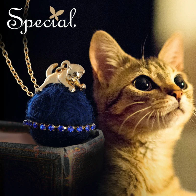 

Special New Fashion Gold Plated Long Necklaces & Pendants Lovely Cat and Wool Ball Maxi Necklace Lovely Animal Jewelry Gifts for