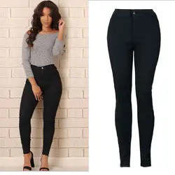 Для женщин карандаш стрейч Повседневное джинсовые обтягивающие джинсы Штаны Высокая Талия обтягивающие штаны Дамы Y784