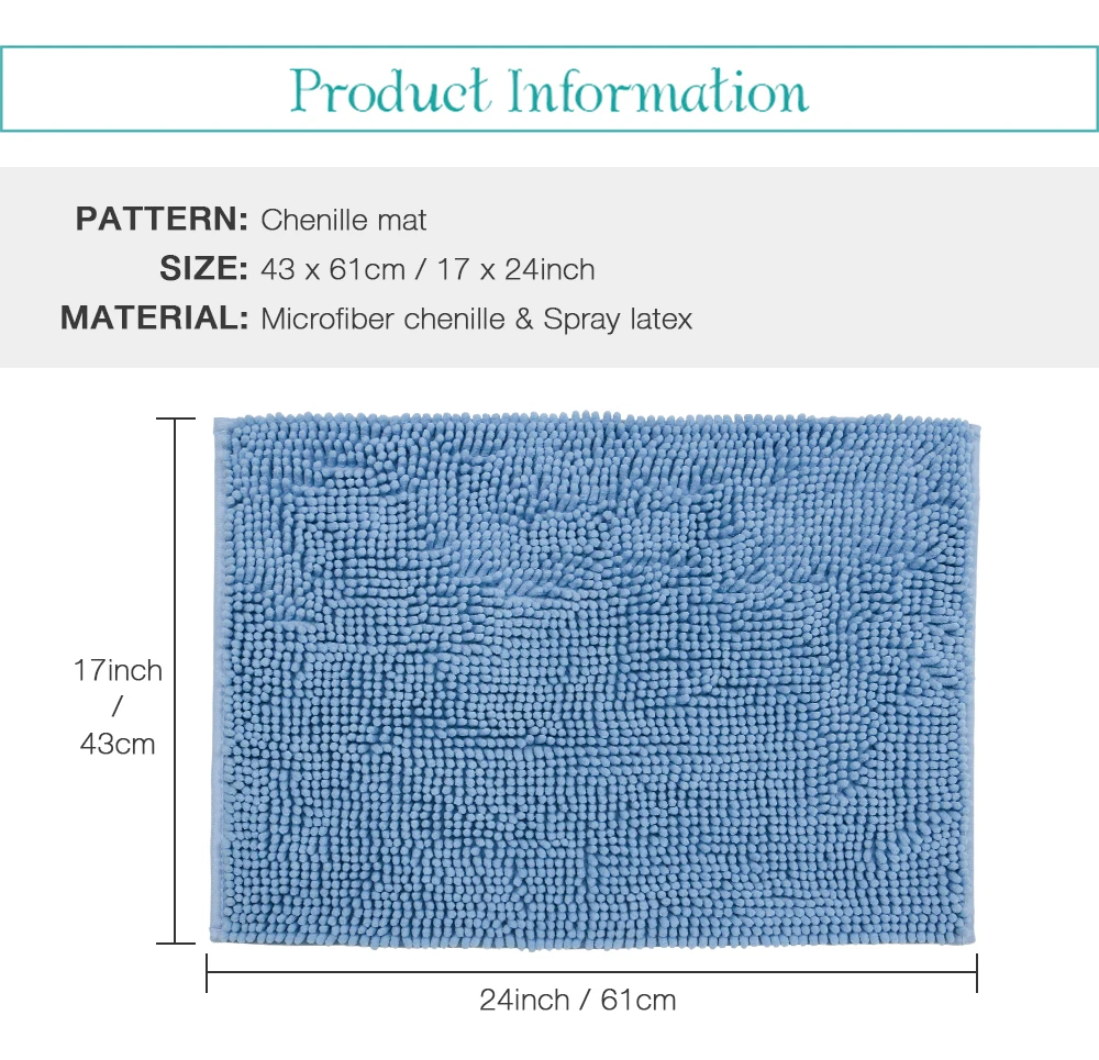 Цельный коврик для ванной из синели из микрофибры, водопоглощающий ворсистый коврик, входной коврик для ванной комнаты, нескользящий коврик для туалета, коврики 43*61 см