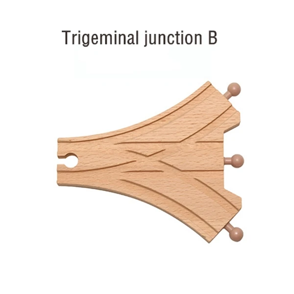 Деревянная железная дорога аксессуары поезд трек набор игрушек деревянная дорожка работа с деревянными железнодорожными дорожками все основные бренды поездов детский подарок - Цвет: Trigeminal junctionB