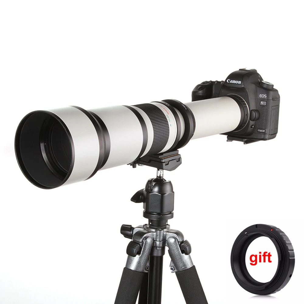 6501300mm F8.016 Super Telephoto Manual Zoom Camera Lens+t2 Adapter