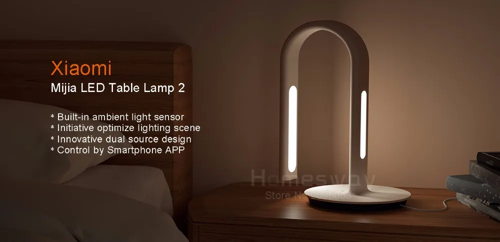 Оригинальная умная настольная лампа Xiaomi Mijia 2 светодиодный светильник Настольная лампа EyeCare Настольный светильник двойной светильник Поддержка iOS Android приложение управление
