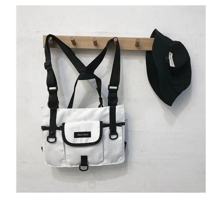 saco náilon impermeável streetwear frente pacote bolsa kanye west peito rig saco