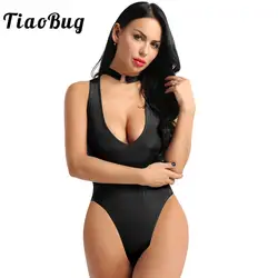 TiaoBug женский цельный See Through Sheer нижнее белье с отверстием на ластовице без рукавов с высоким вырезом Hot sexy ladies Crotchless эротическое боди