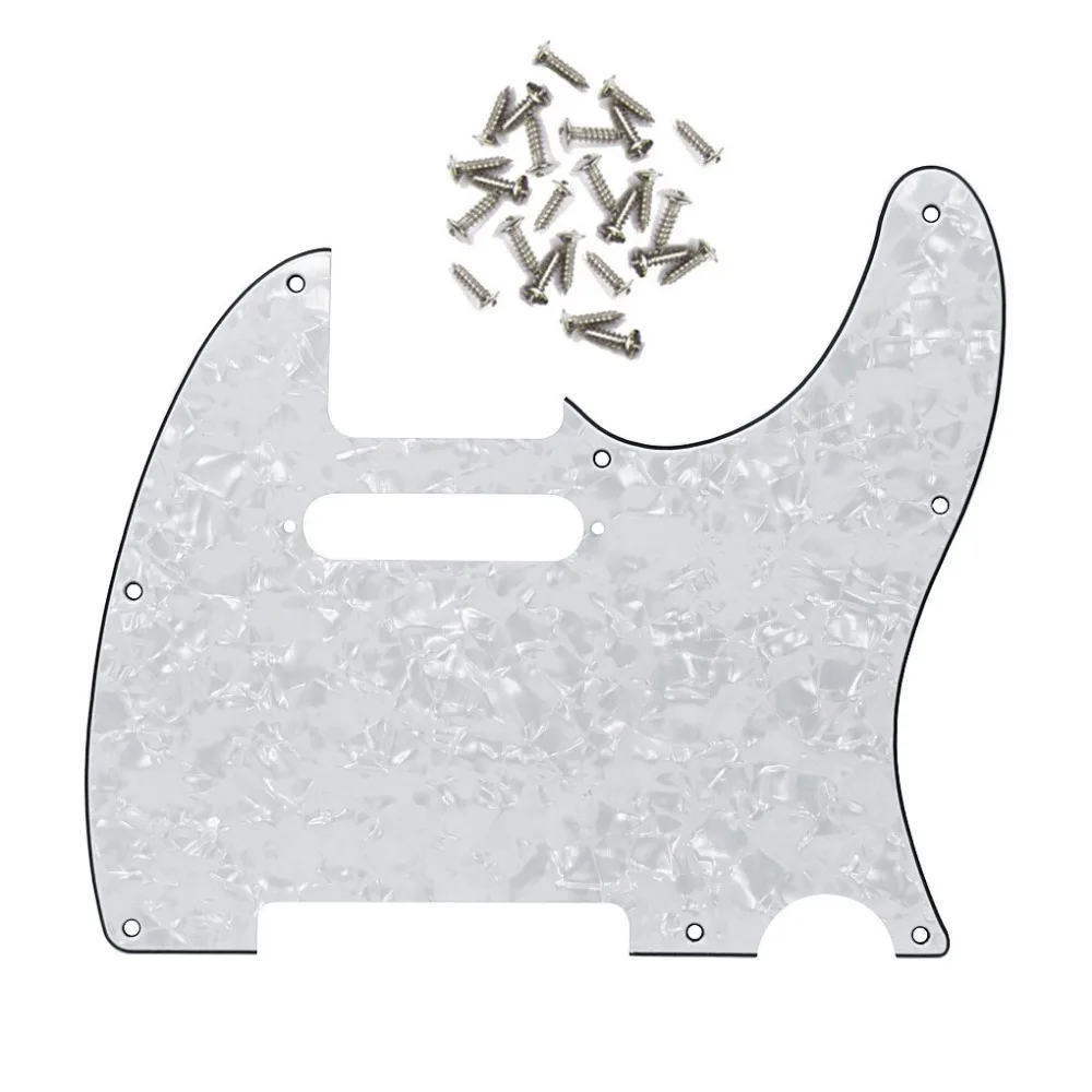 

Free shipping! White Pearl 4Ply 8Holes Tele Guitar Pickguard for Telecaster Style Ele.Guitar DIY replacement w/25pcs Screws free
