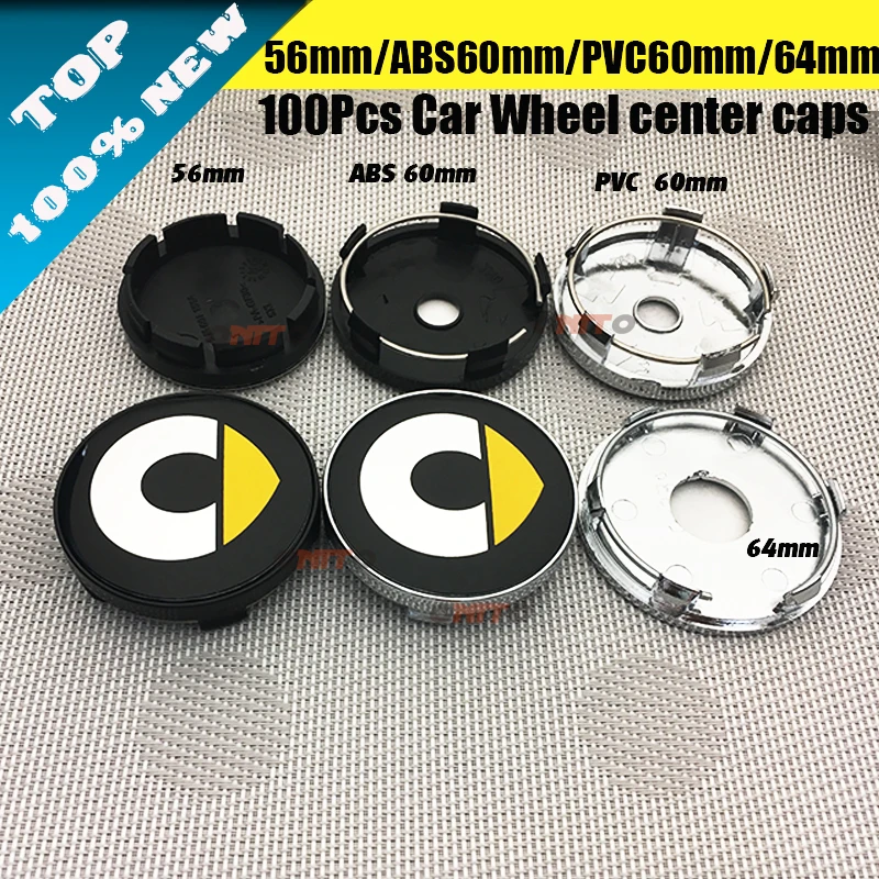 100pcs 56mm 60mm 64mm Car Wheel Center Cover for smart Car Logo Badge
