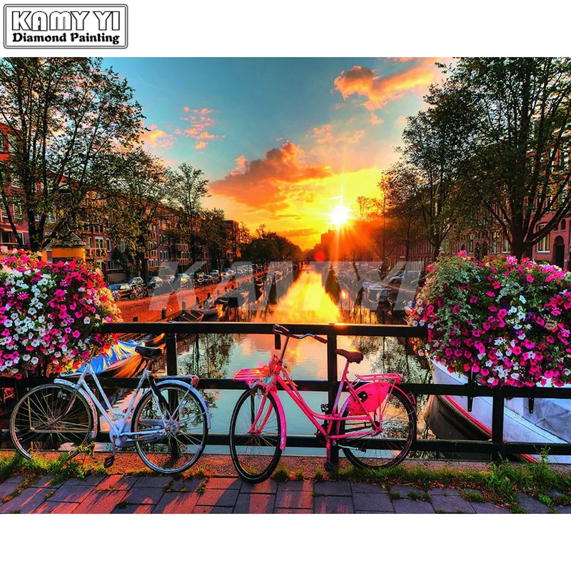 

5D DIY diamond painting Amsterdam bridge diamond embroidery Cross Stitch Rhinestone mosaic decor hcr11