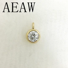 AEAW Real 10 Yellow Gold AMAZING 2ct and 0.4 Carat DF Color Lab Grown Moissanite Diamond Pendant &Necklace For Women