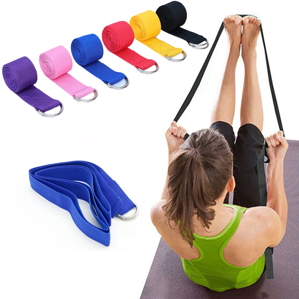 

2019 New Yoga Stretch Natural Strap Plane D-Ring Belt Resistance Bands Leg Fitness Exercise Gym Tool Polyester Cotton 183*3.8CM