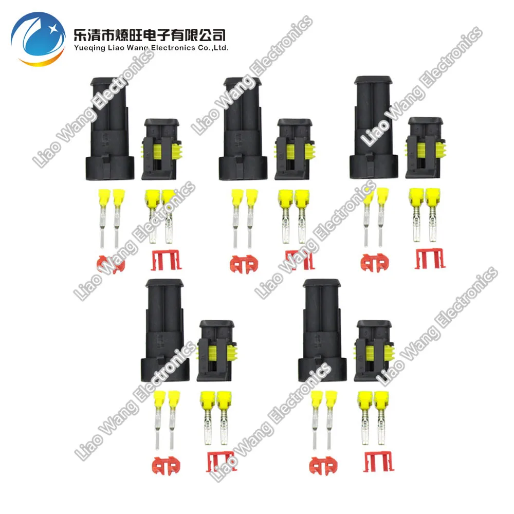 5 sets 2 Pin AMP 1.5 Connectors,DJ7021 1.5 Waterproof Electrical Wire