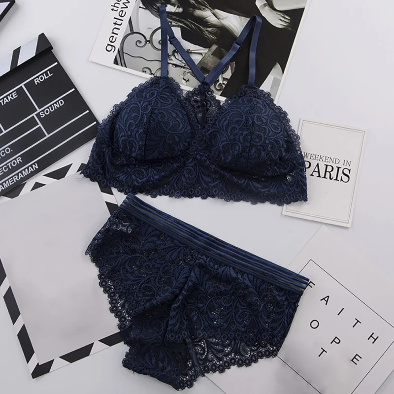 

Women Seamless Embroidery Bra Sexy Lace Bra Sets Wireless Underwear Lingerie Set