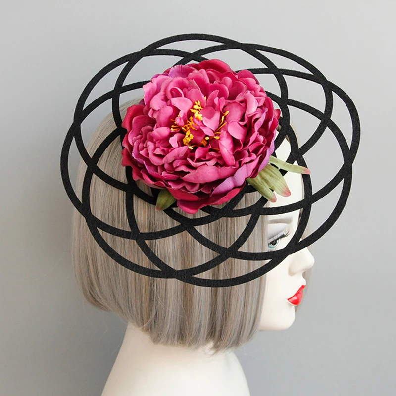 

Black Women Hollow Fedora Hat 2019 Vintage Flat Brimless Female Girls Fashion Halloween Party Accessories Women Fedora Hat